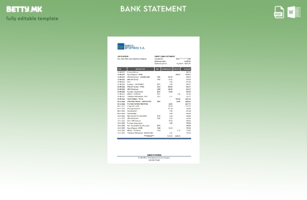 модерен стил Парагвај Банко Амабај шаблон за ексел банкарски извод